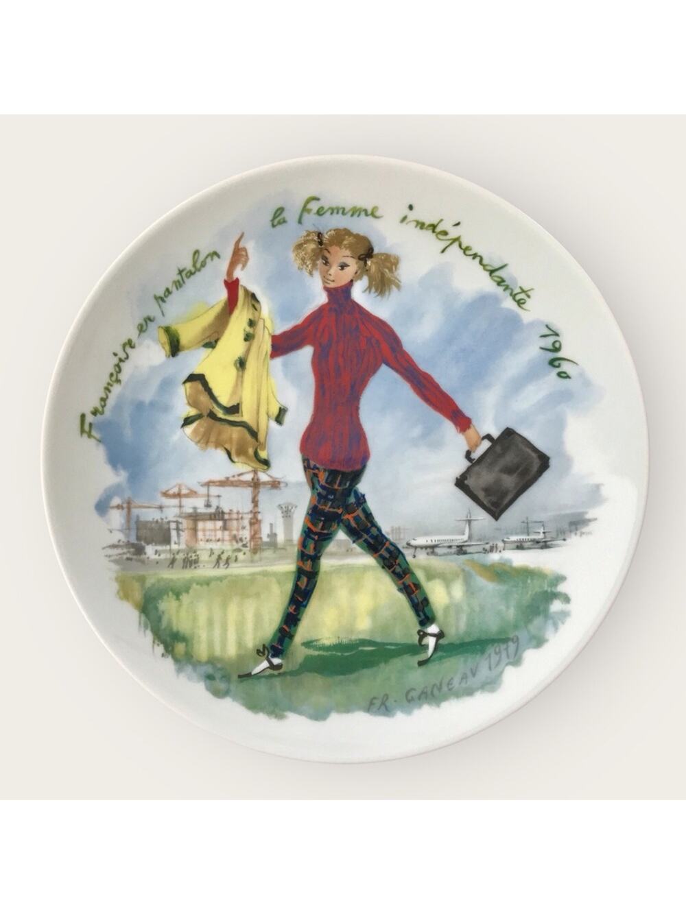 Limoges Vintage 1979 Plate Women of the Century Francoise in Pants